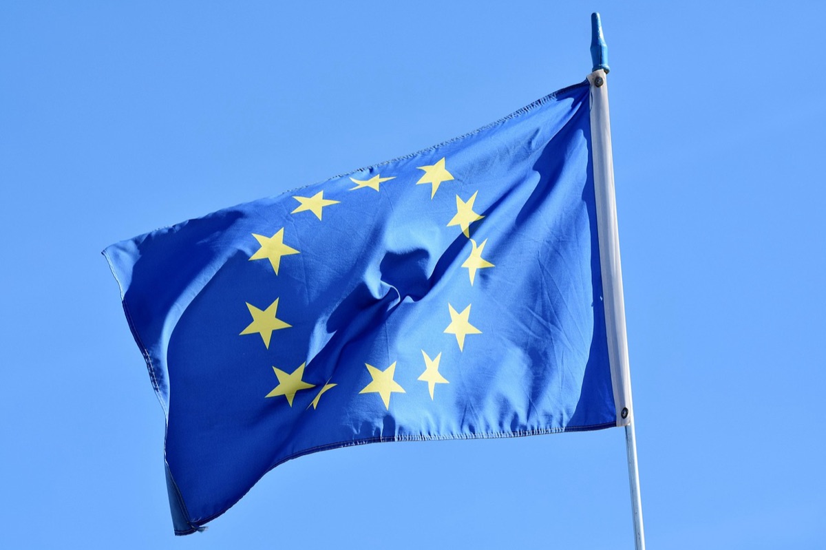 Signage with international flag